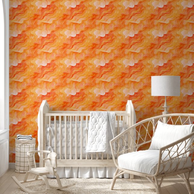 Papier Peint Vagues de rêve orange (Enfants)