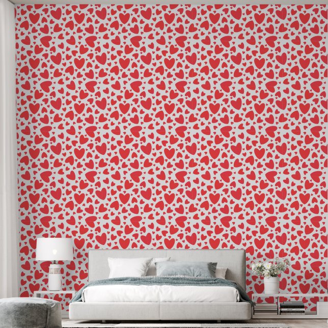 Papier Peint Valentine Love Hearts Rouge Et Blanc (Chambre à coucher)