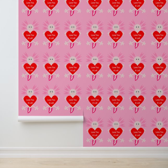 Papier Peint Valentines Jour Amour Coeur Axolotl Motif (Application)