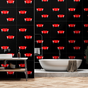 Papier Peint Vampire rouge lèvres couleur personnalisée noir