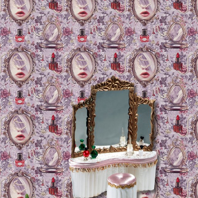 Papier Peint Vanité de maquillage victorien Peel floral et bâto (Créateur téléchargé)