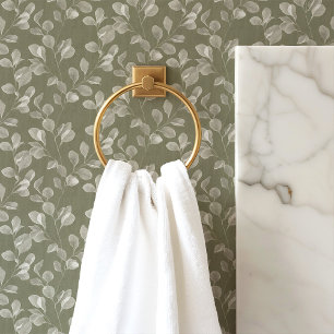 Papier Peint Verdure d'eucalyptus sur fond vert sauge