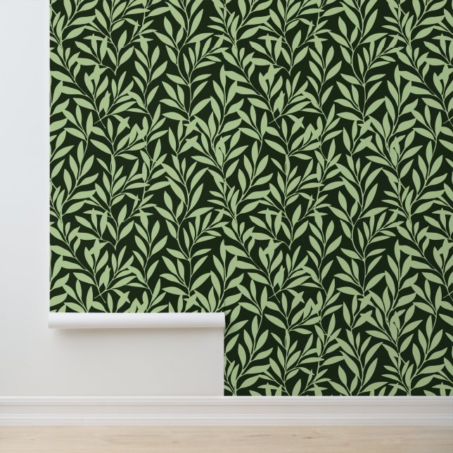 Papier peint vert brillant - Motif Feuille (Application)
