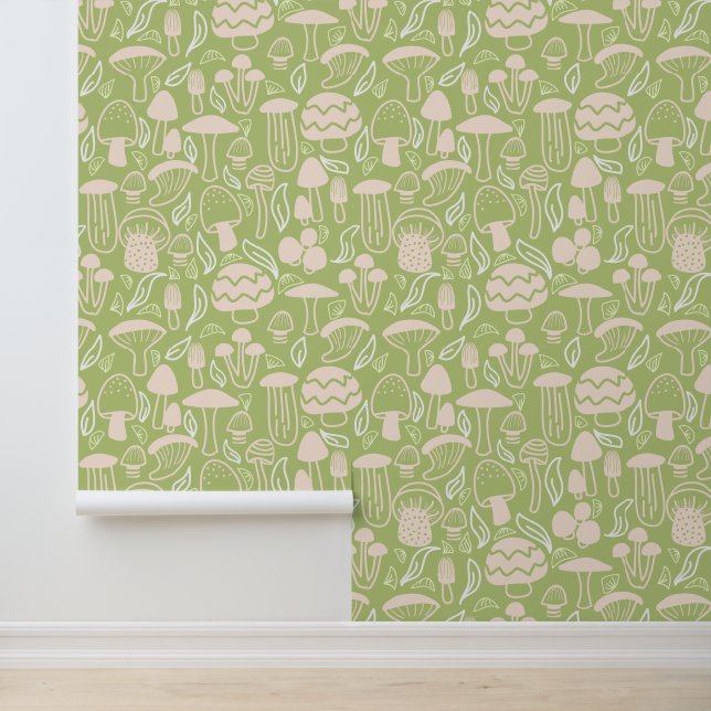 Papier Peint Vert Champignon (Application)