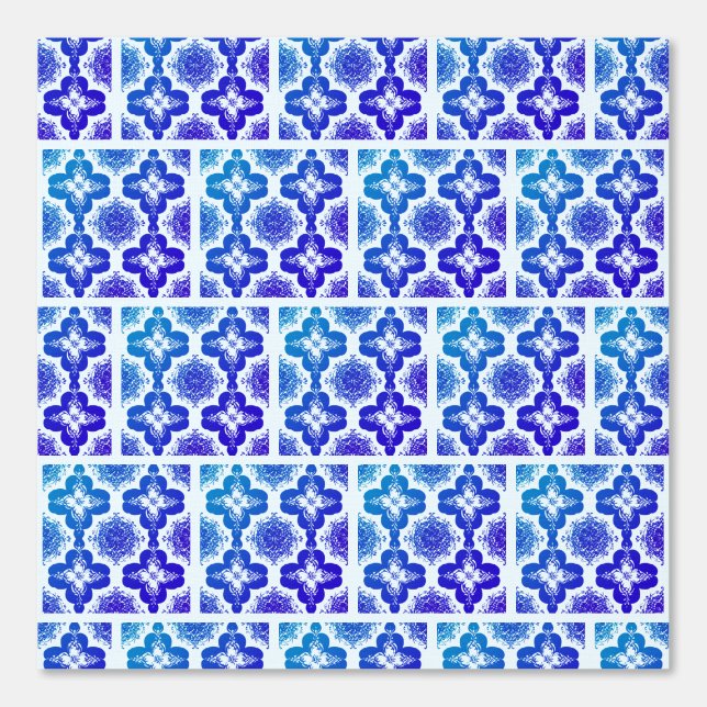 Papier Peint Vibrant Bleu Rétro Chic Motif esthétique Plutôt (Recto)