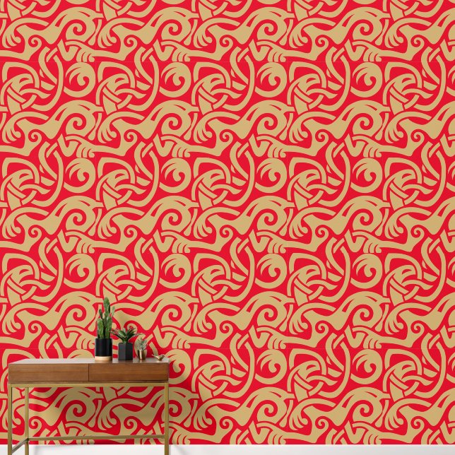 Papier Peint Viking Celtic Intertwining Motif animal (Couloir)