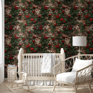 Papier Peint Vin Rose en brique rustique