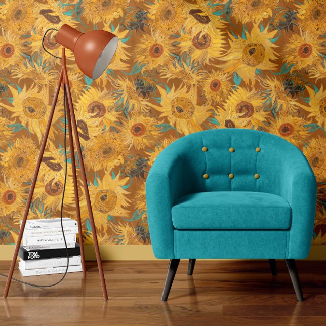 Papier Peint Vincent Van Gogh Sunflowers Rust Brown Yellow (Créateur téléchargé)