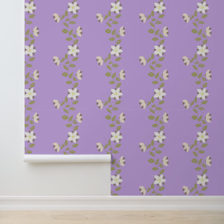 Papier Peint Vins à fleurs ondulées de Boho sur violet