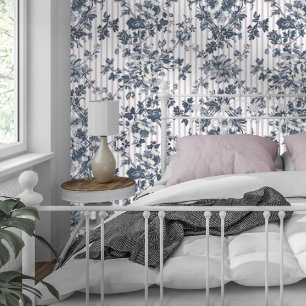 Papier Peint Vintage Bleu Chintz Et Motif À Écarts