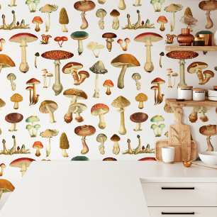 Papier Peint Vintage Champignons Motif sans soudure