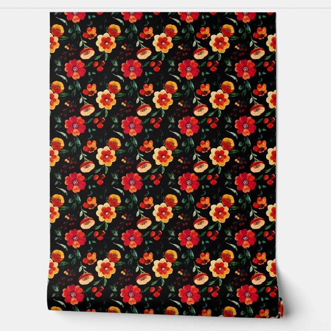 Papier peint vintage - Elégant Retro Floral De (Déroulement)