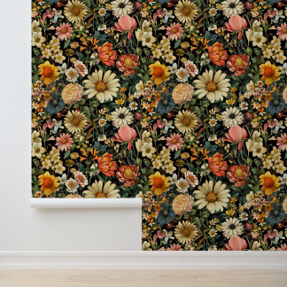 Papier Peint Vintage Flower Blooms Seamless Pattern
