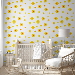 Papier Peint Vintage Jaune Fleur de marguerite Rtro Peel et Bât