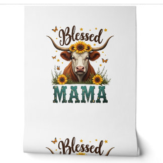 Papier Peint Vintage Maman Bénie Vache Highland Tournesol Weste