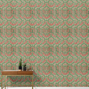 Papier Peint Vintage motif floral Fleurs marguerites rose vert