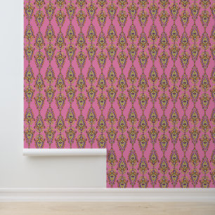 Papier Peint Vintage motif floral rose peigne et bâton
