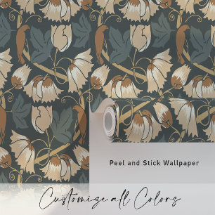 Papier Peint Vintage Oiseaux et vignes d'automne