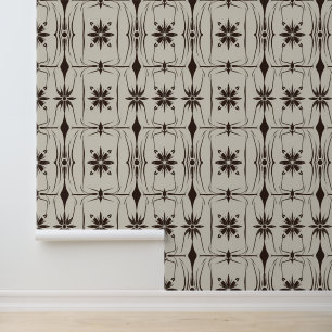 Papier Peint Vintage Ornement Floral Motif en Brown
