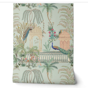 Papier Peint Vintage Peacock Bird Floral Mughal Garden Tropical
