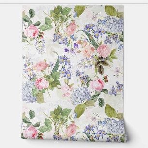Papier Peint Vintage Redouté Roses Et Fleurs Rococo Garden