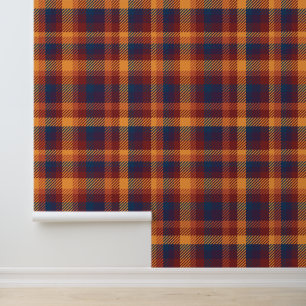 Papier Peint Vintage Rustique Plaid Automne
