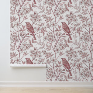 Papier Peint Vintage Sakura Cerry Blossom & Bird Esthétique 1