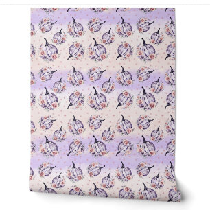 Papier Peint Violet citrouille mignon chute florale rose violet