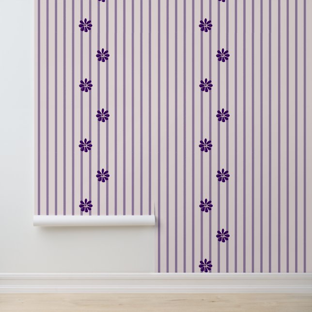 Papier Peint Violette moderne & Graines bleues - Fleurs violett (Application)