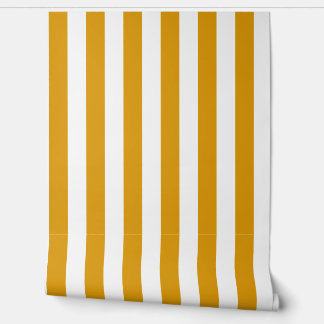 Papier Peint Warm Mustard Yellow and White Stripes Wallpaper 