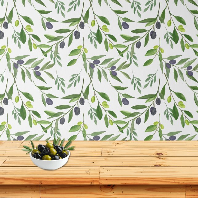 Papier Peint Watercolor Olive Pattern (Créateur téléchargé)