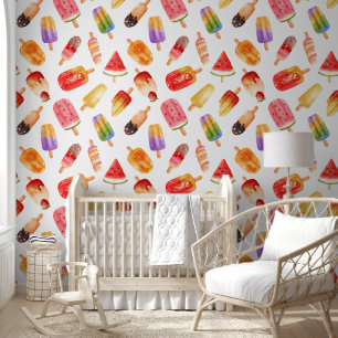 Papier Peint Watercolor Summer Popsicle Motif