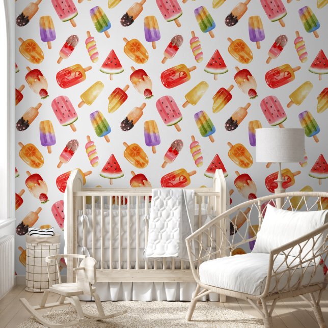 Papier Peint Watercolor Summer Popsicle Motif (Enfants)