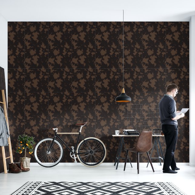 Papier Peint Western Faux Cow Imprimé noir et Brown (Salon)