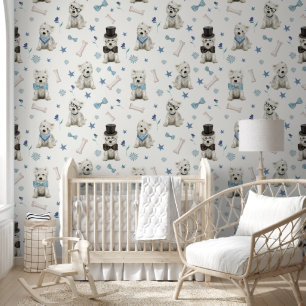 Papier Peint Westie blanc avec accessoires Whimsical