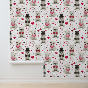 Papier Peint Westie blanc avec accessoires Whimsical