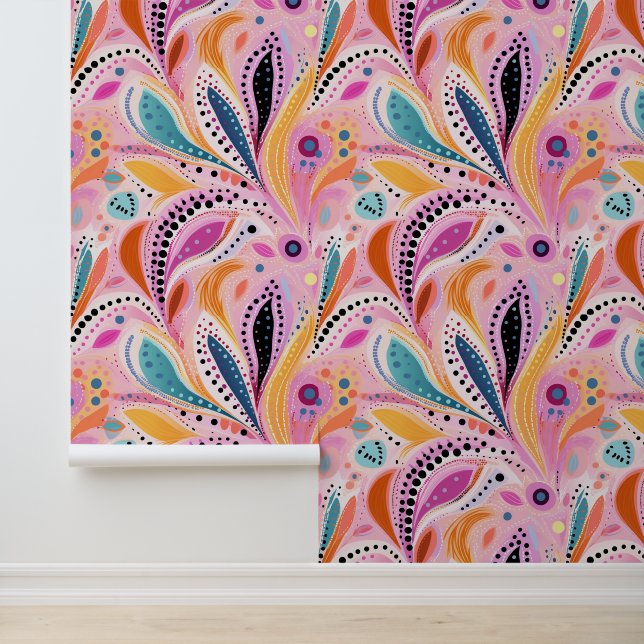 Papier Peint Whimsical Abstrait moderne coloré #2 (Application)