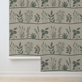 Papier Peint Wild Meadows Minimal Botanical Plants Silhouette