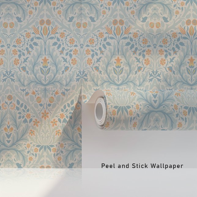 Papier Peint William Morris Épaisseur de printemps - Pêche bleu (Créateur téléchargé)