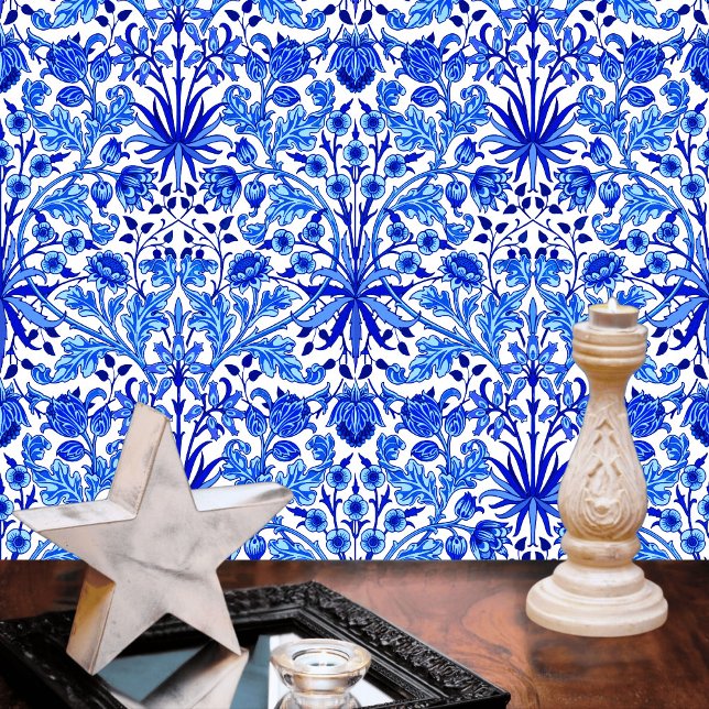 Papier Peint William Morris Hyacinth Imprimer Cobalt bleu et bl (Créateur téléchargé)
