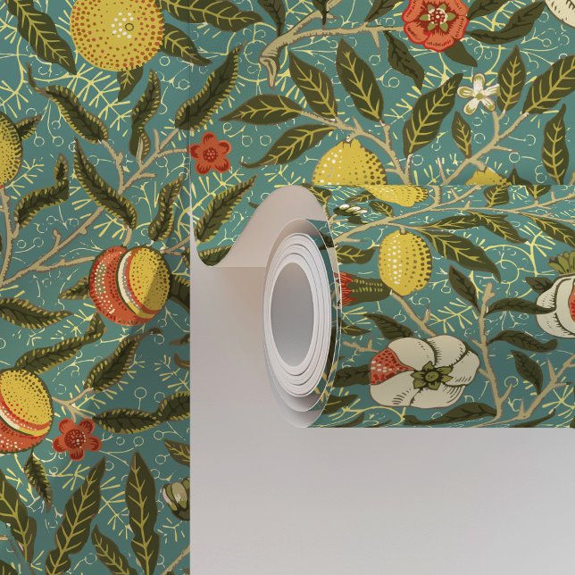 Papier Peint William Morris Inspirée de grenade et de fleurs (Créateur téléchargé)