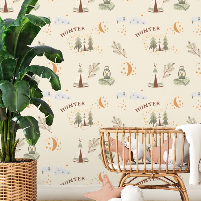Papier Peint Woodland Forest Camping Nom personnalisé (Créateur téléchargé)