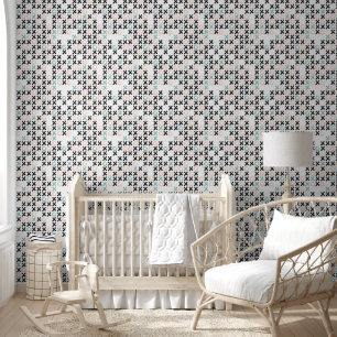Papier Peint X & O's, Hugs & Kisses Black Rose & Motif Turquois