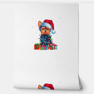 Papier Peint Yorkie Chien Moins Vilants Noël Éclairage Santa Ch