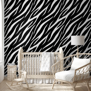 Papier Peint Zebra Cool d'impression moderne élégant noir et bl