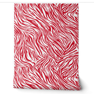 Papier Peint Zèbre d'impression rouge moderne