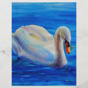 Papier Peinture d'aquarelle de cygne blanc, sauvagine, oi