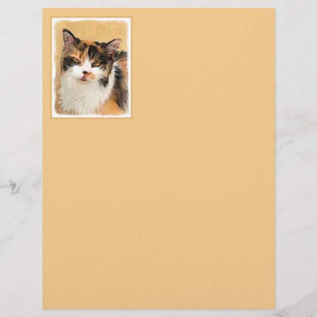 Papier Peinture de chat Calico - Cute Original Cat Art (Devant)