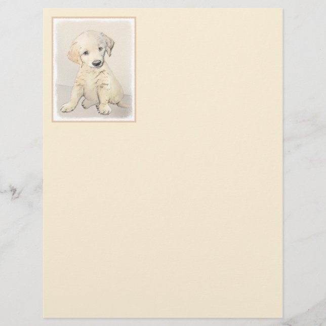 Papier Peinture de chiot d'or Retriever - Art de chien or (Devant)