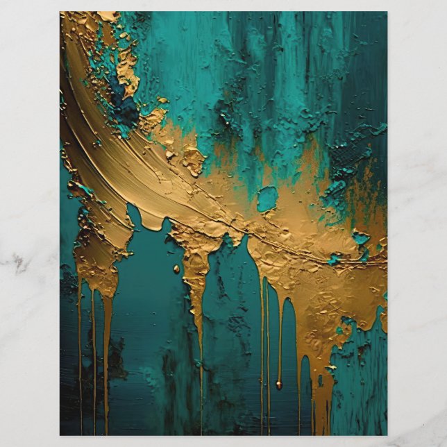 Papier Peinture dorée moderne sur Turquoise (Dos)